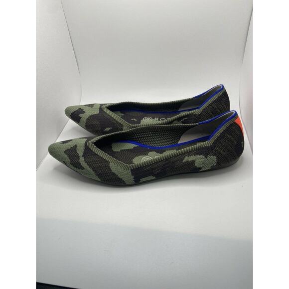 Rothy's The Point Olive Camoflauge Shoes 7 Green Ballet Flats Women's Authentic - Picture 2 of 9